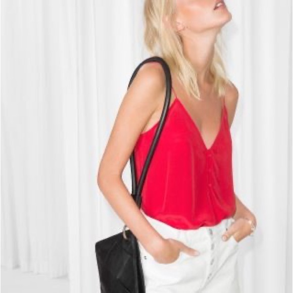 & other stories Silk Camisole Top in Red - Picture 3 of 12